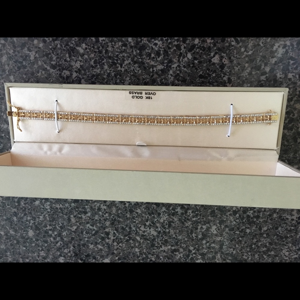 18k gold over brass diamond accent bracelet